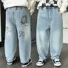 Calça Jeans Masculina Primavera e Outono 2026 Nova Tendência Legal Calça Casual Masculina Calça Longa Reta Infantil de Outono