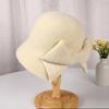 Nuevo sombrero pequeño y versátil de estilo coreano con aspecto facial para mujer, gorro de lavabo con lazo de felpa cálido para otoño e invierno, diseño de moda, sombrero de pescador