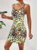 2025 Europa y América Amazon AliExpress Primavera y Verano Nuevo Cuello Redondo Sexy Estampado Vestido de Honda Ropa de Mujer de Comercio Exterior