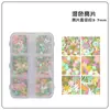 Caixa de 6 Compartimentos com Pétalas de Flor de Cerejeira Estilo Japonês Adesivos Brilhantes Polarizados para Nail Art Esmalte em Gel Artesanal DIY Produto Acabado Estilo Ins