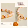 Pulseira de Sementes de Bodhi e Cabacinha Amarela Degradê Estilo Chinês com Pingente de Incensário Círculo Único Portátil Pulseira de Contas de Oração Budista para Mulheres