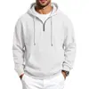 Sudadera con capucha y media cremallera de manga larga para hombre, otoño, tejido gofrado, color liso, jersey casual