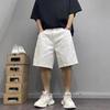 Shorts Jeans Branco Estilo Americano Street Style Design Masculino Tendência Calça Calças Soltas Versátil Calça Masculina de Comprimento Médio