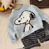 Malhas Grossas para Meninos e Meninas Roupas de Outono e Inverno Infantis Estilo Coreano Estampa Fofa de Cachorrinho Malhas Quentes Malhas Casuais Tendência