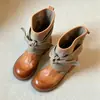 Botas de estilo retro 2026, diseño de nicho, moda otoño e invierno, botas vaqueras para mujer con lazo, lona, caña corta estilo Martin, botas de montar