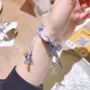 Pulseira Flor Fantasma da Montanha Azul Marinho Moedas dos Cinco Imperadores Pulseira Tecida à Mão Design Étnico para Homens e Mulheres Presente