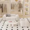 Sofá Doble Pequeño Negro Apartamento Bloque de Tofu Malvavisco Dormitorio Área de Descanso Recepción Salón de Belleza Tienda de Ropa para Mujer