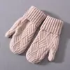 Guantes de Lana Elásticos con Forro de Felpa, Tejidos de Color Sólido, Calientes para Invierno, para Estudiantes, Ciclismo, Protección contra el Frío, Guantes Antideslizantes Universales