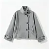 Ins Ropa Europea y Americana para Mujer Otoño Sentido de Alta Gama Petite Casual Cuello Alto Chaqueta Abrigo de Lana 6318293