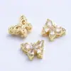 Pulsera de Abalorios Mariposa Estéreo Rellenos de Oro de 14K que Conservan el Color Colgante de Abalorio Suelto Zirconita Micro-pavimentada Accesorios para Pulseras DIY