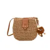 Bolsa Pequena de Moda Primavera para Mulheres 2026 Nova Elegante Versátil Simples Bolsa de Ombro para Meninas Tendência Palha Trançada Bolsa para Celular