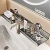 Estante de almacenamiento para grifo sobre el espejo, para uso doméstico en el baño, no requiere taladro, estante de almacenamiento multifuncional para inodoro y tocador