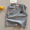 Versión Coreana de Ins Tops de Verano Nuevos para Hombre y Mujer Camiseta sin Mangas de Moda Corazón Bebé Rayas Racer Cuello Redondo