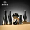 Frascos Cosméticos Vazios de Vidro com Gradiente Preto Dourado de Luxo Leve, Frascos de Loção, Conjunto de Frascos de Creme, Materiais de Embalagem para Skincare com Estampa Dourada