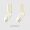 Calcetines de punto grueso de tubo alto para mujer, modernos, para primavera y otoño, calcetines largos blancos de tubo para mujer, calcetines Zhuji de color liso