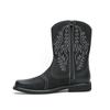Botas Masculinas Tamanho Grande Retrô Bordadas Botas Masculinas Outono e Inverno Salto Grosso Botas de Cavaleiro Celebridade da Internet Botas de Cowboy Ocidental Masculinas