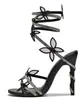 Fábrica Transfronteriza Primavera y Verano Nuevo Serpiente en Forma de Mariposa con Diamantes y Flores Tacón de Aguja Sandalias Romanas Botas Zapatos para Mujer de Banquete Europeos y Americanos