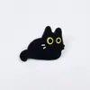 Broche de Gato Preto Desenho Animado Fofo Olhos Grandes Acessórios Cabeça Criativa de Sapo Gato Casaco Mochila Emblema de Metal