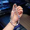 Llavero de coche único con diseño de estrella de doble capa con cuentas, cadena para teléfono moderna y elegante, colgante de pentagrama para bolso