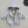 Nova roupa infantil estilo coreano para outono e inverno: moletoms com capuz, agasalhos, moletons de cor sólida com zíper para bebês meninos