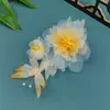2026 Novo Estilo Vintage Primavera Design Original Puro Feito à Mão Gradiente Seda Grampo de Cabelo Acessório de Cabelo Hanfu com Enfeites Florais