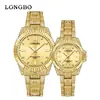 Relojes de Moda Longbo para Hombre y Mujer con Incrustaciones de Diamantes para Comercio Exterior, Relojes de Pareja de Venta Caliente Transfronteriza, Relojes de Cuarzo con Correa de Acero Impermeables Luminosos
