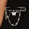 Broche Europeu e Americano Transfronteiriço de Joias em Formato de Coração Estrela Estrela de Quatro Pontas Corrente com Franja Acessório de Roupa para Mulheres Moda de Luxo Leve Acessório de Alfinete