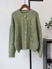 Casaco Cardigan de Tricô Trançado Estilo Hong Kong Retrô 2026 Outono/Inverno Novo Gola Redonda Casual Solto Tricô Macio para Mulheres