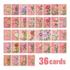 Cartões de Cumprimentos com Borda Floral Rosa Conjunto de 36 Peças Materiais para Journaling Estilo Ins Decoração de Parede Cartões de Saudade Estilo Novo