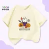 Camiseta Infantil de Halloween Negra de Manga Corta para Niños y Niñas con Estampado de Calabaza Fantasma Linda de Dibujos Animados Camiseta de Manga Corta para Niños