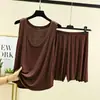 Conjunto de Chaleco y Shorts de Modal para Mujer Verano Color Sólido Sexy Holgado Delgado Casual Conjunto de Dos Piezas