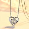 Colar de prata estilo coreano feminino clavícula corrente diamante incrustado em forma de coração zircão pingente colar de prata feminino