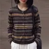 Cárdigan de Punto para Mujer, Nuevo Otoño/Invierno 2026 Vintage Lana Fina Cuello Redondo Manga Larga Jacquard Hueco Abrigo Superior