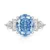 Anillo de Huevo de Paloma Grande con Corte Flor de Hielo de Piedra Preciosa Colorida de Venta Caliente Transfronteriza para Mujeres, Anillo de Diamante de Alto Carbono de Lujo a la Moda, Dropshipping en Transmisión en Vivo