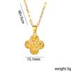 [Aço Titânio] Colar Feminino Popular Versátil Corrente Clavicular Flor de Quatro Pétalas Luxo Acessível Transfronteiriço Banquete Casamento Corrente de Aço Titânio
