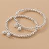 Pulseira de Prata Esterlina S925 Estilo Chinês Simples Elegante com Contas de Lótus Peça de Mão Refinada de Alta Qualidade para Mulheres C0813