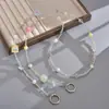 Bolsa Transversal Minimalista com Rosto Sorridente e Corrente de Acrílico com Contas para Celular Acessório Anti-Queda para Celular para Mulheres