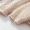 Suéter de punto de cuello redondo 100% cachemir cepillado para mujer, tejido de punto grueso de color sólido holgado de manga larga para otoño e invierno