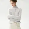 Cardigan de Tricô Cashmere com Barra Enrolada Feminino Botões Versátil Camada Base Casaco Suéter Atacado Gola Alta Novo Europeu Americano