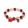 Pulsera de Cristal Imitación Jade Esmaltado Mariposa para Niños Pulsera de Cuentas Verano Niñas Puesto de Guardería