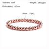 Pulsera de metal de acero inoxidable resistente al desgaste e impermeable de oro rosa, joyería simple de cuentas redondas de color mixto que no se desvanece, pulsera elástica