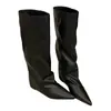 Primeiro Encontro Temporada Estilo Coreano Bico Fino Salto Bloco Botas Longas Femininas Botas de Inverno Outono 2026 Aumento Interno de Altura Camurça Botas de Cavaleiro Botas Emagrecedoras