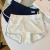 Calcinha esportiva feminina estilo americano color block com forro 100% algodão, novo modelo 2026, boxer feminina de cintura média sem costura que modela o quadril