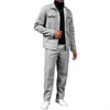 Conjunto de Cardigã com Lapela, Casaco, Terno e Calça Solta de Manga Longa Masculino para Outono Inverno, Conjunto para Deslocamento e Esportes