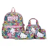 Mochila Escolar Infantil Estampada de Anime Conjunto de Quatro Peças Mochila Escolar Estampada de Desenho Animado Mochila de Estudante com Estojo de Lápis Atacado