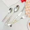 Juego de Cubiertos de Acero Inoxidable Transfronterizo de Amazon, Cuchillo para Bistec Estrella Diamante, Tenedor y Cuchara, Juego de Regalo de Cubiertos Estilo Occidental, 18/24 Piezas