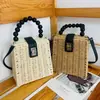 Bolsa de Palha Tecida Nova Feminina Mais Vendida, Bolsa Quadrada Pequena Vintage, Bolsa de Ombro, Bolsa Transversal, Bolsa de Mão, Bolsa de Praia