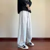 Calça de moletom listrada estilo americano para homens, novo design moderno de outono e inverno, calça esportiva casual de perna reta de alta qualidade para homens