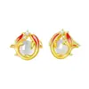Pendientes de Plata de Ley S925 de Carpa de la Suerte para Niñas Nuevos Pendientes Chinoserie Lujo Accesible Joyería para Orejas de Esmalte de Calcedonia Antigua Nuevo Estilo