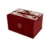 Caja de dulces roja de terciopelo estilo chino de doble capa, para llevar, para bodas, caja de regalo de boda, caja de embalaje